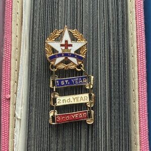 Vintage C. & M. A. 1st, 2nd, and 3rd year bars Gold and Enamel Star Pin